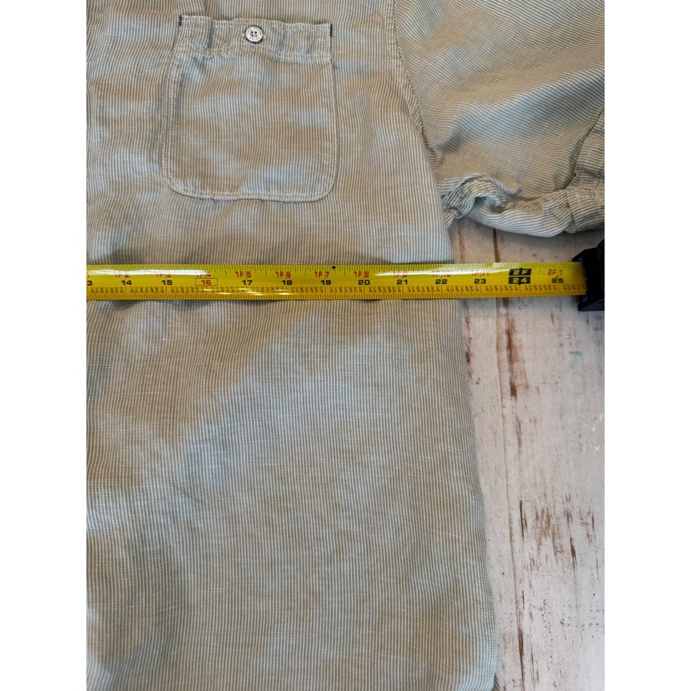 Tommy Bahama Relax Mens L Sage Green Micro Stripe Short Sleeve Button Down Shirt - Picture 6 of 12